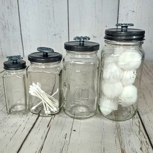 Recycled Glass Bath Vanity Desk Storage Set Charcoal Gray